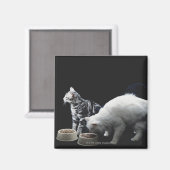 Aimant Chats avec bol de nourriture (Recto/Verso)