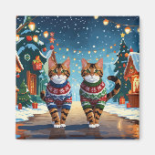 Aimant Chats Bengal Noël Neige Fêtes (Devant)