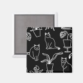 Aimant Chats blancs en noir (Recto/Verso)