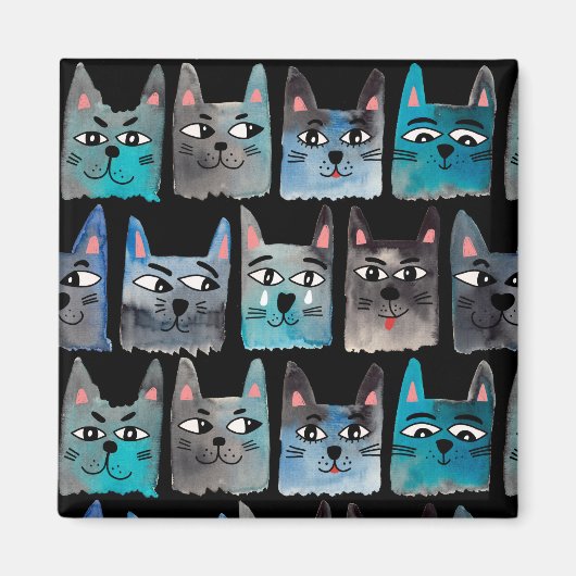 Aimant Chats bleus (Devant)