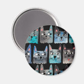 Aimant Chats bleus (Recto/Verso)