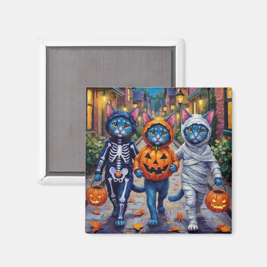 Aimant Chats bleus orientaux Trick-or-Treating Halloween (Recto/Verso)