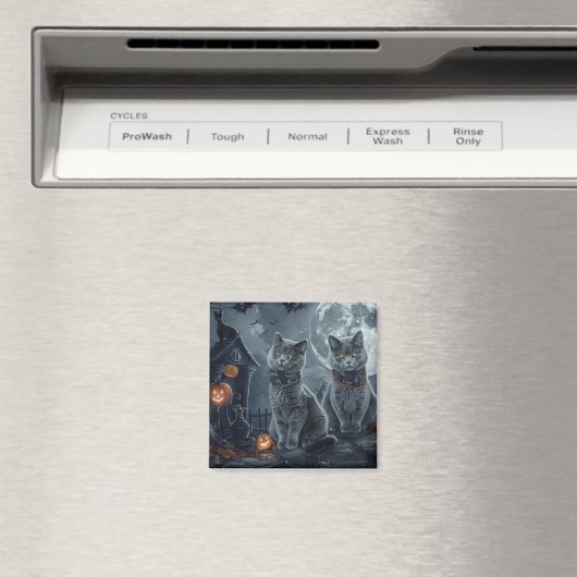 Aimant Chats Bleus Russe Halloween Éffrayant (In Situ (Lave-vaisselle))