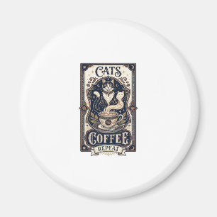 Aimant Chats Café Répéter Chat Café Vintage Vector Art S