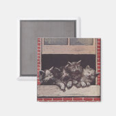 Aimant Chats dans la fenêtre Vintage (Recto/Verso)