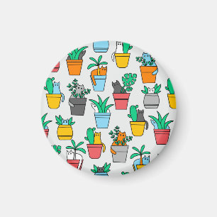 Aimant Chats dans les pots à fleurs