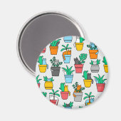 Aimant Chats dans les pots à fleurs (Recto/Verso)