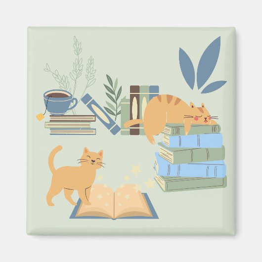 Aimant Chats de bibliothèque (Devant)