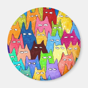 Aimant Chats de dessin animé drôles dessin au crayon de c