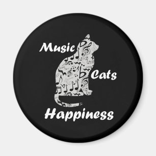 Aimant Chats de musique Bonheur - Citation d'amoureux de 