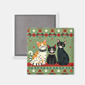 Aimant Chats de Noël rétro (Recto/Verso)