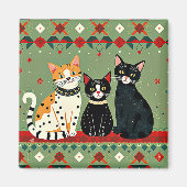Aimant Chats de Noël rétro (Devant)