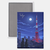 Aimant Chats de Tokyo la nuit (Recto/Verso)