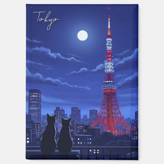 Aimant Chats de Tokyo la nuit (Recto)