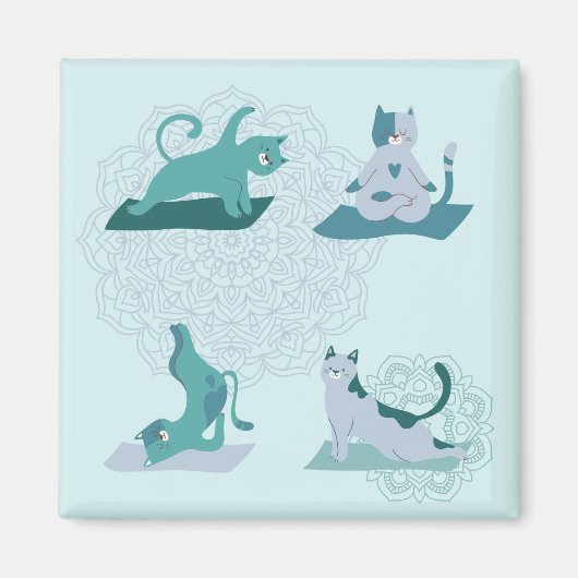 Aimant Chats de Yoga Verts (Devant)