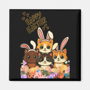 Aimant Chats drôles de Pâques Oreilles de Lapin Œufs de P