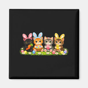 Aimant Chats drôles de Pâques Oreilles de Lapin Œufs de P