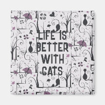 Chats en Arbres Cute Silhouette Motif Personnalise