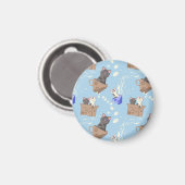 Aimant Chats en boîte et gouttes de lait sur bleu (Recto/Verso)