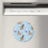 Aimant Chats en boîte et gouttes de lait sur bleu (In Situ (Lave-vaisselle))