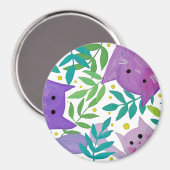 Aimant Chats et branches - violet et vert (Recto/Verso)