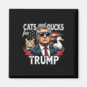 Aimant Chats et canards pour Trump 2024 Drôle de Trump Va