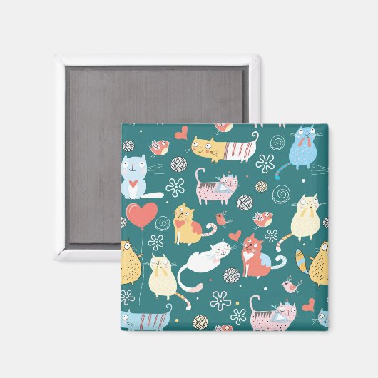 Aimant Chats et oiseaux (Recto/Verso)