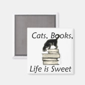 Aimant chats, livres, la vie est douce ! (Recto/Verso)