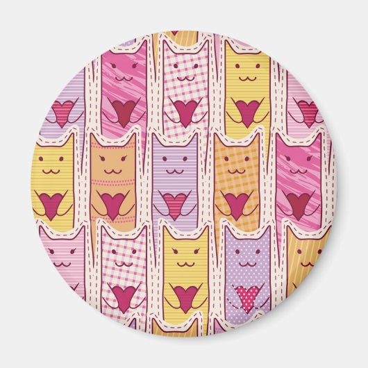 Aimant Chats mignons aux coeurs amoureux (Devant)