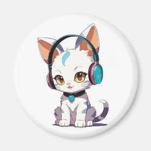 Aimant Chats mignons avec un charme de casque
