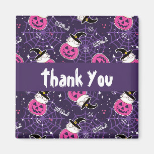 Aimant Chats mignons et Citrouille Halloween Merci Motif