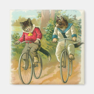 Aimant Chats montant des vélos