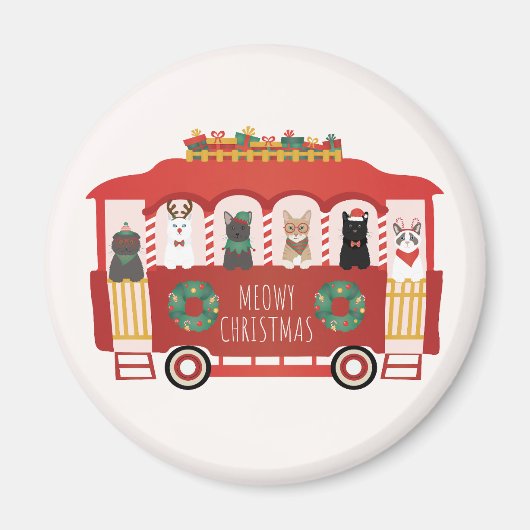 Aimant Chats Noël Trolly Meowy Noël (Devant)