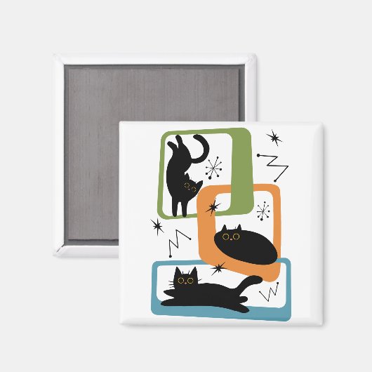 Aimant Chats noirs du milieu du siècle (Recto/Verso)