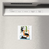 Aimant Chats noirs du milieu du siècle (In Situ (Lave-vaisselle))