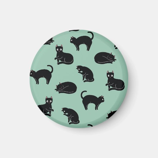 Aimant Chats noirs Motif sans couture (Devant)
