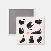 Aimant Chats noirs soyeux (Recto/Verso)