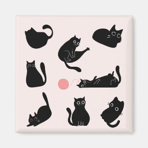 Aimant Chats noirs soyeux