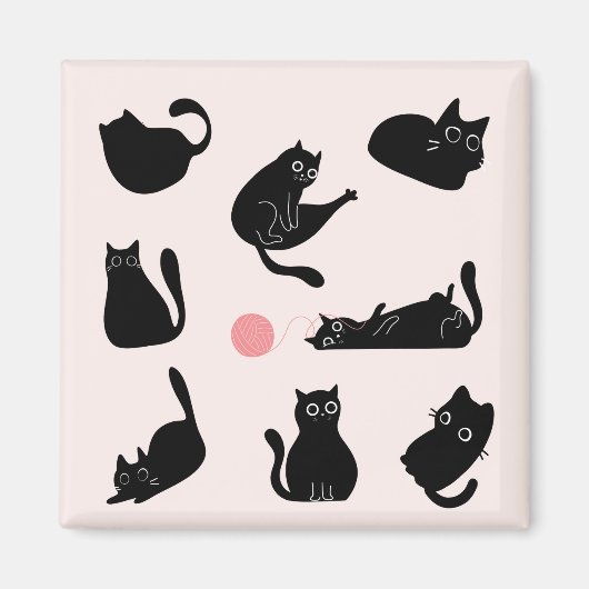 Aimant Chats noirs soyeux (Devant)