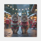 Aimant Chats Persans Noël Neige Fêtes (Devant)