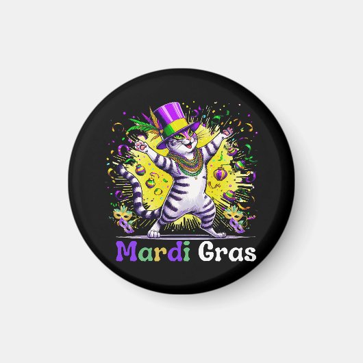 Aimant Chats Petit Chat Mardi Gras Fête de Carnaval (Devant)