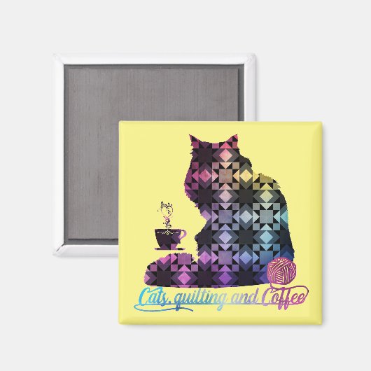 Aimant Chats, Quilting et Café (Recto/Verso)