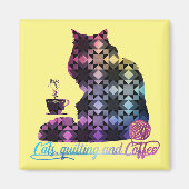 Aimant Chats, Quilting et Café (Devant)