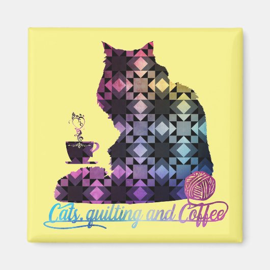 Aimant Chats, Quilting et Café (Devant)