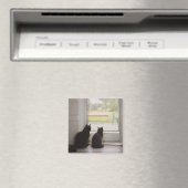 Aimant Chats regardant la porte d'écran (In Situ (Lave-vaisselle))