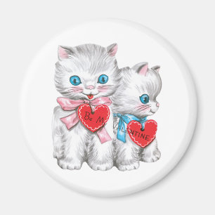 Aimant Chats Rétro de la Saint-Valentin, Chatons Vintage 