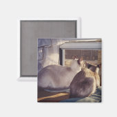 Aimant Chats siamois deux à la fenêtre (2) (Recto/Verso)