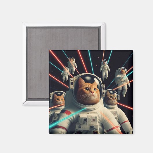 Aimant Chats spatiaux (Recto/Verso)