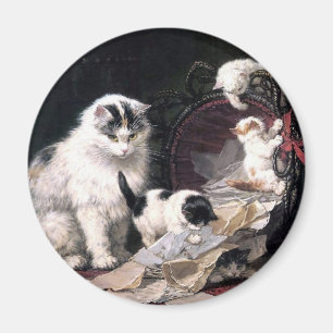 Aimant Chats vilains de chatons jouant avec le panier