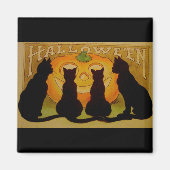 Aimant Chats vintages d'Halloween et Jack O'Lantern (Devant)